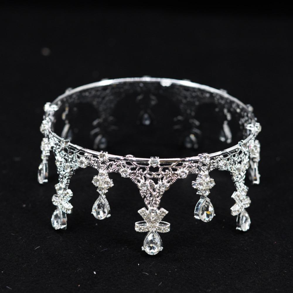 Shiny Queen Crown Rhinestone Princess Tiara Temperament Baroque Crown  Coming-of-age Ceremony