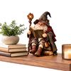 Trpaslík Čtoucí Knihu Pryskyřičná Figurka Kouzelník Fantazie Učenec Antická Dekorace pro Domov Knihovnu Stůl