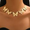 Gold Butterfly Choker Necklace for Women Statement Chunky Butterfly Pendant Adjustable Summer Fashion Jewelry