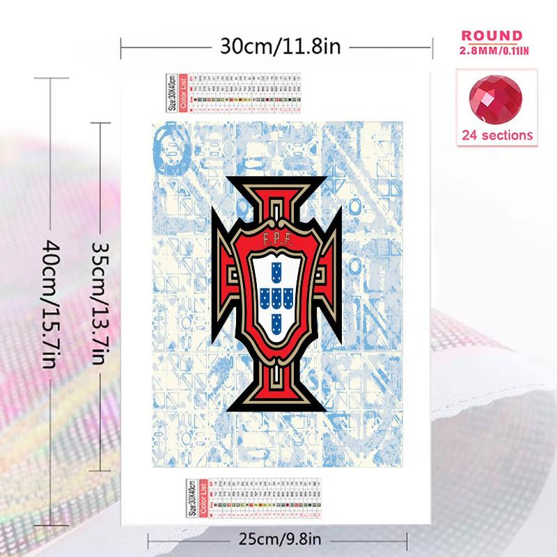 Portugal football Pattern 3pcs 100% Round Full Drill 5D DIY Diamond Painting Embroidery Cross Stitch Rhinestone Décor