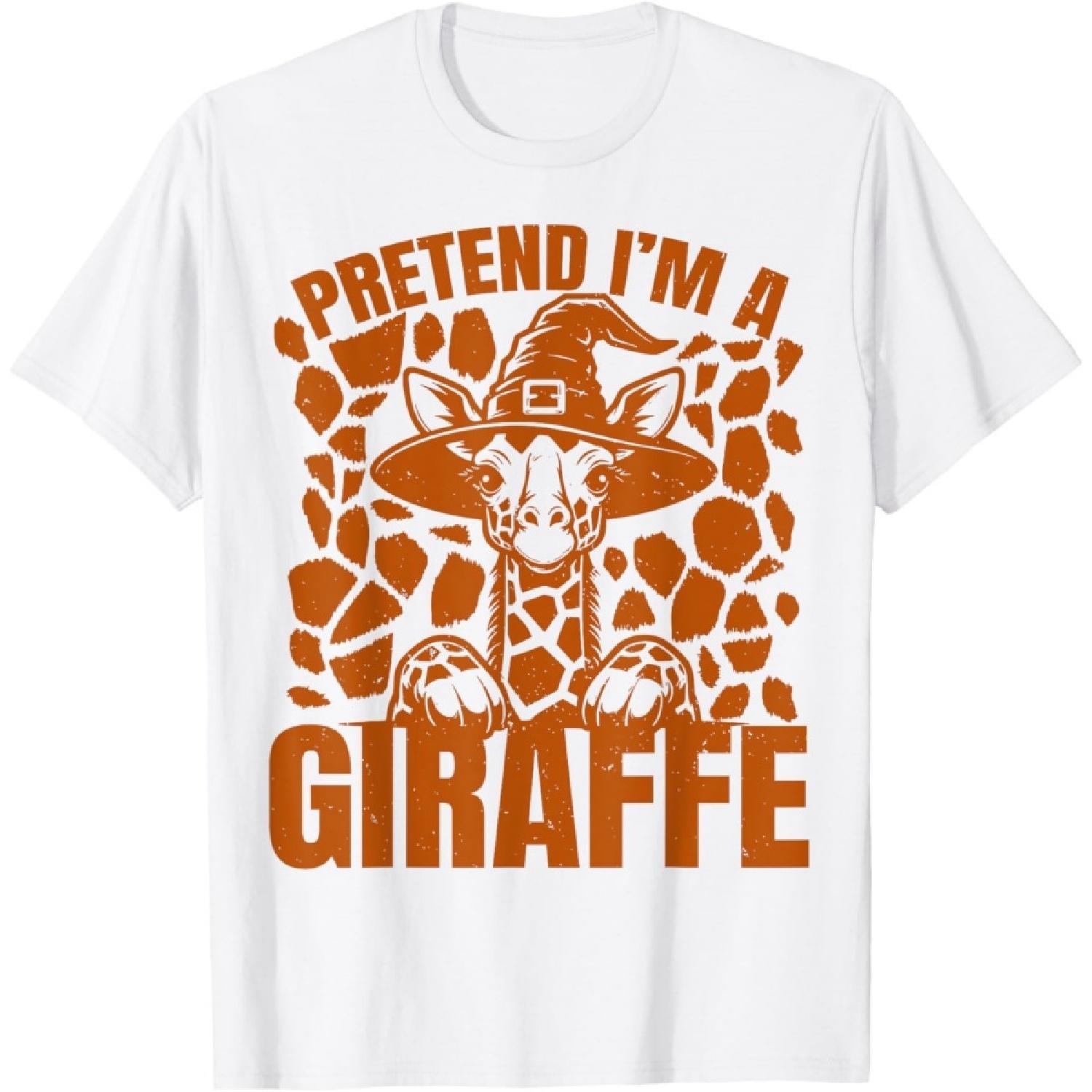 Pretend I m A Giraffe Funny Halloween Giraffe Print Costume T-Shirt S