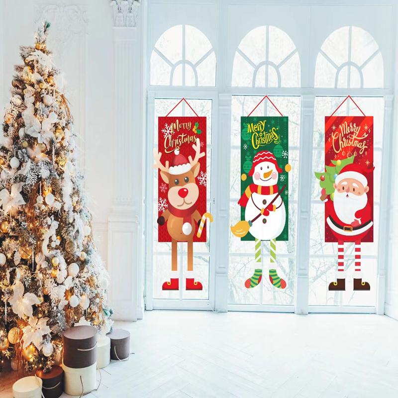 Merry Christmas Hanging Flag Christmas Decorations for Home Door Christmas Ornaments Xmas Gifts Decor 2023 New Year