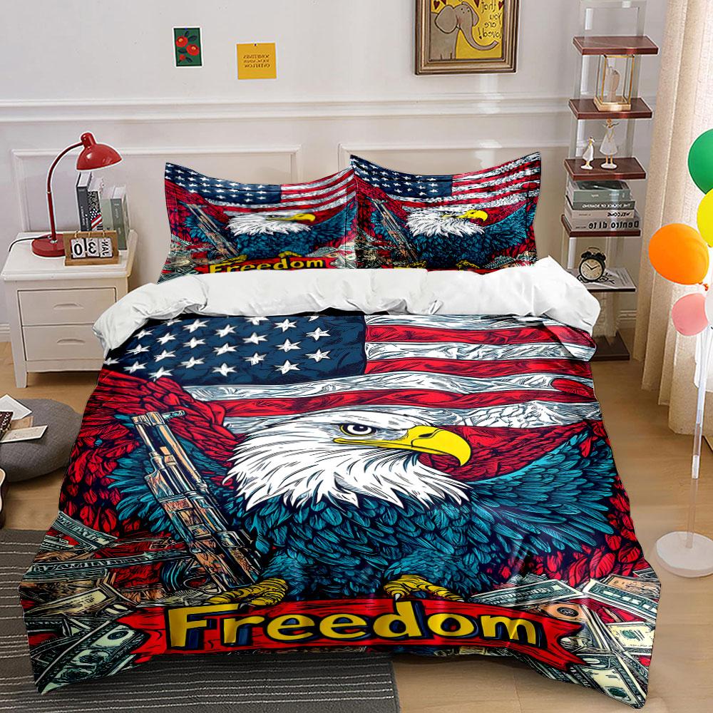 Eagle, Flag, Cash, "Freedom" Bedding Sets Duvet Cover Sets Duvet Covers Pillowcases(1 * Duvet Cover 2 * Pillowcases Without Duvet Insert)