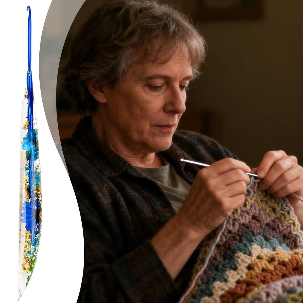 Crochet Hooks Ergonomic Crochet Needle With Floral Resin Grips Non-slip Knitting Tool Craft Supplies For Beginners Women Adults