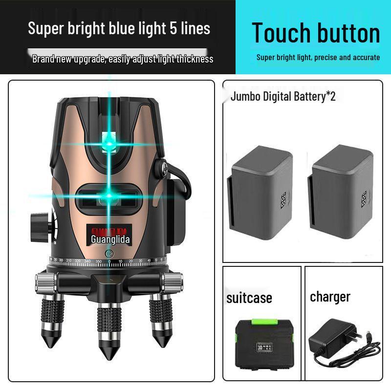 High Precision Outdoor Laser Level with Infrared, Blue, and Green Light - 2, 3 & 5 Lines, Auto-Leveling, Imported LD.