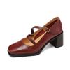 Krazing Pot Sheepskin Round Toe Size 41 Chunky High Heels Buckle Straps Vintage Autumn Pumps