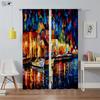 Artistic Oil Painting Printed Window Drapes American Retro Room Darkening Curtains Study Studio Living Area Bedchamber Window Decoration Curtains