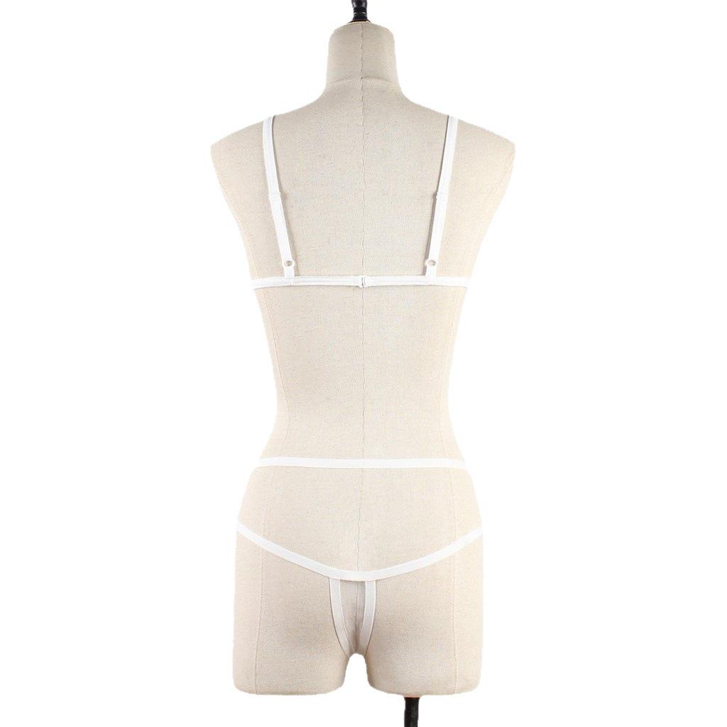 Europäisches & Amerikanisches Sexy Dessous-Set: Transparenter Spitzen-Schnür-BH & Höschen