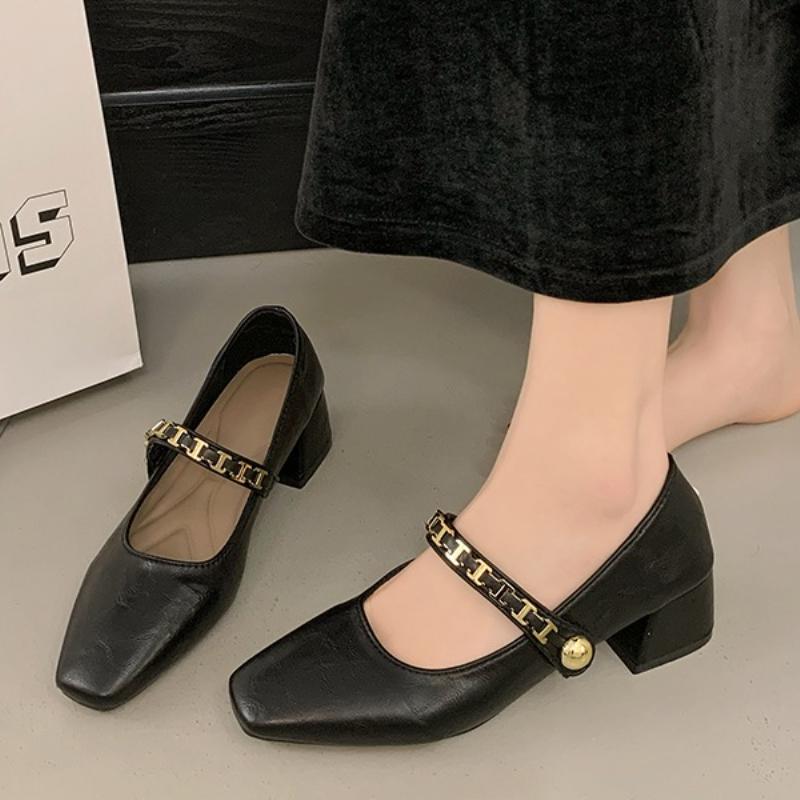 

Женские туфли-лодочки на высоком каблуке с модным дизайном пряжки на одно плечо, сексуальным острым носком и удобными шпильками 35 чёрный