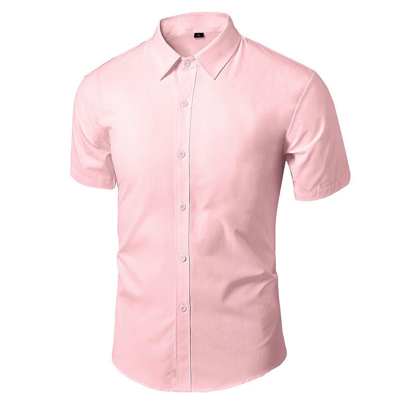 Solid Color Slim Fit Long Sleeve Formal Shirt - Versatile & Simple for Business or Casual Wear