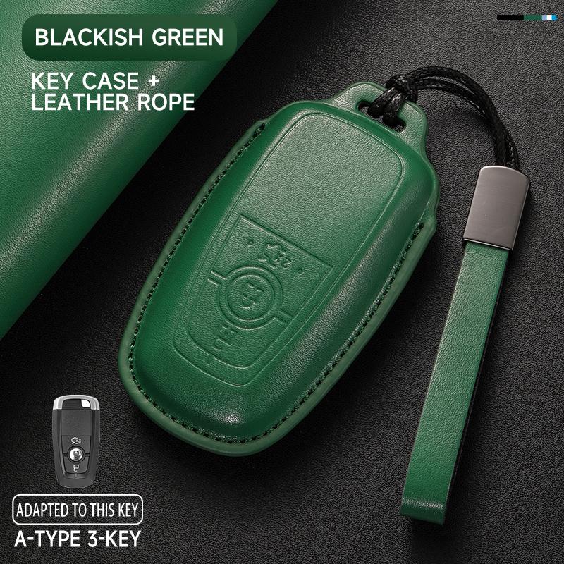 Leather Car Key Cover Case Protection Shell Keychain For Ford Fiesta Focus Fusion Mustang F-150 Mondeo Ecosport Kuga Edge Escape