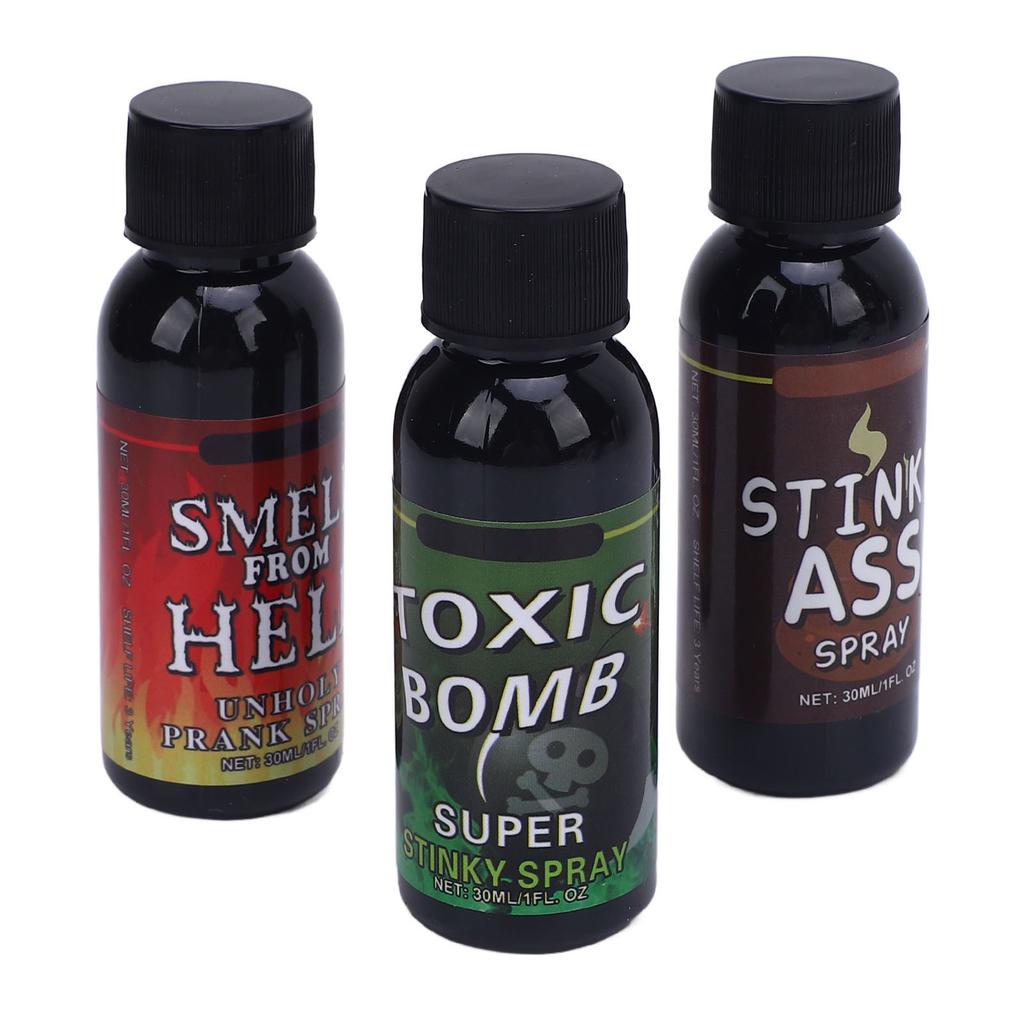 3 adet 30ml Osuruk Spreyi Şaka Kompakt Taşınabilir Koku Spreyi Komik Koku Eğlence Bombası Partiler ve Etkinlikler için