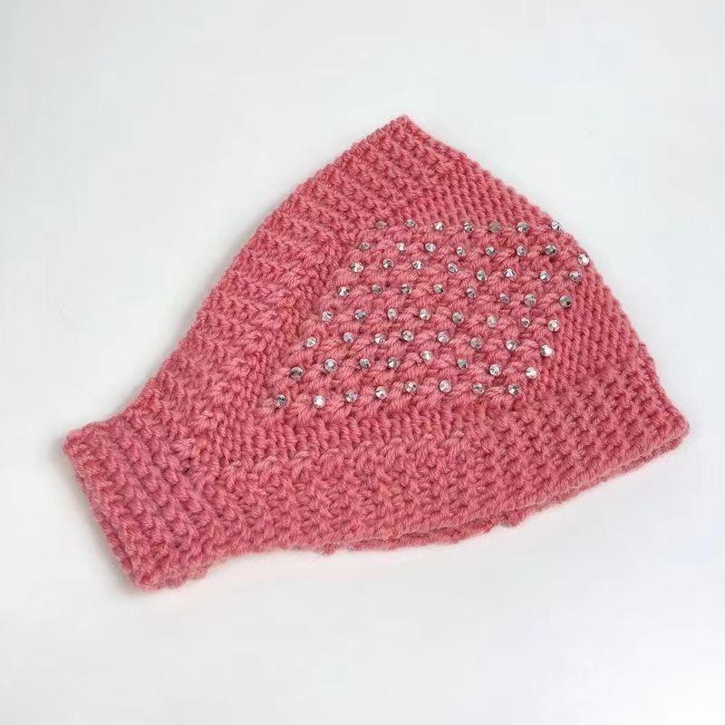 Meier Women's fall/winter knit beanie, headband hat, turban hat, open top hat - handmade with rhinestone embellishments