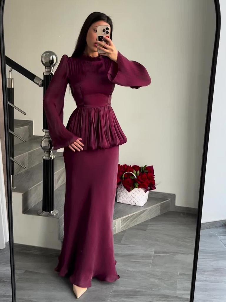 Elegant 2025 Retro Long Sleeve Spring Dress