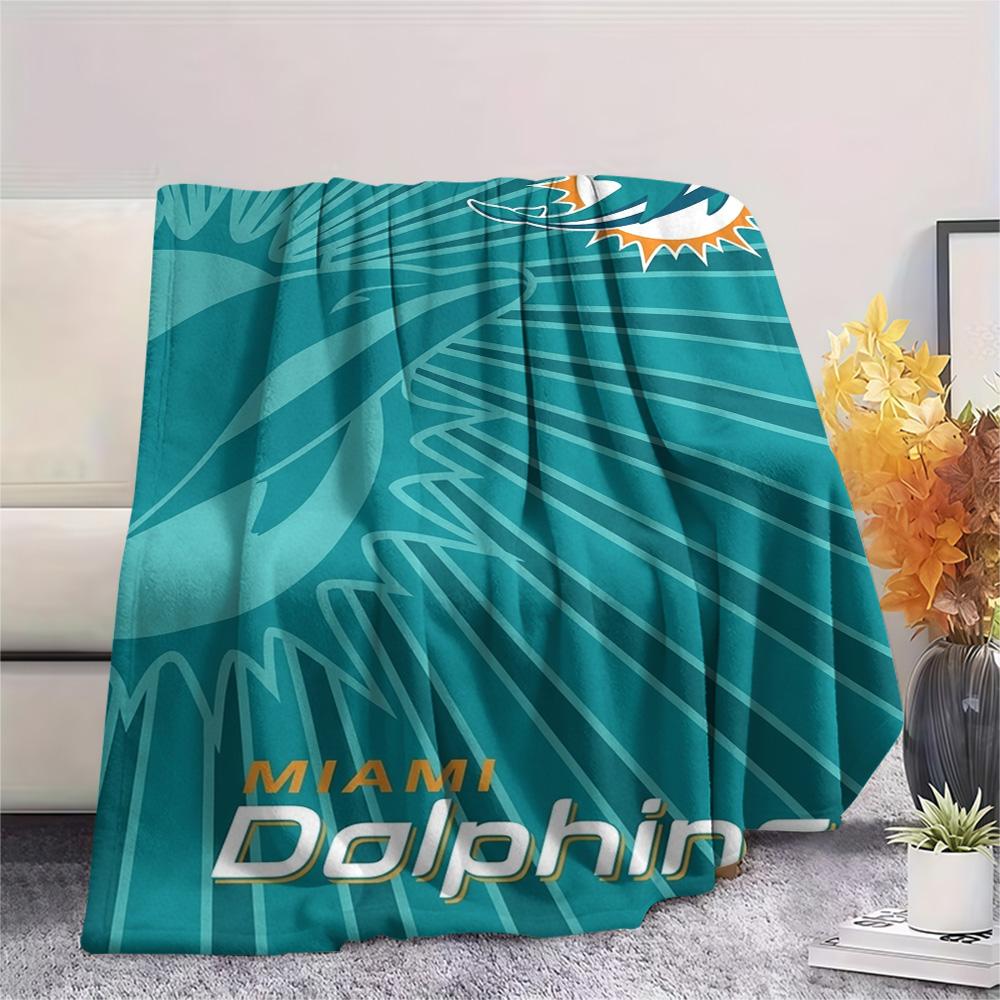 Miami Dolphins Print Flannel Blanket High Quality Warm Comfortable Cover for All Seasons Perfect for Gifts Home Decor