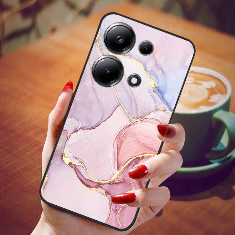 For Poco M6 Pro 4G Case Fashion Marble Silicon Black Cover for Xiaomi Poco M6Pro 4G Phone Case M 6 Pro Soft Shells PocoM6Pro 4G