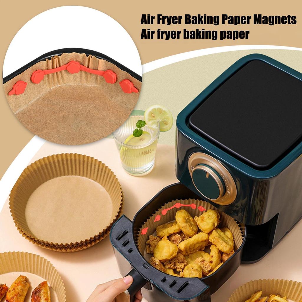 Papír na pečení do horkovzdušné fritézy Silikonové magnety 4 ks Tepelně odolné Magnety na horkovzdušné fritézy Kuchyňské doplňky Pro pečicí papír
