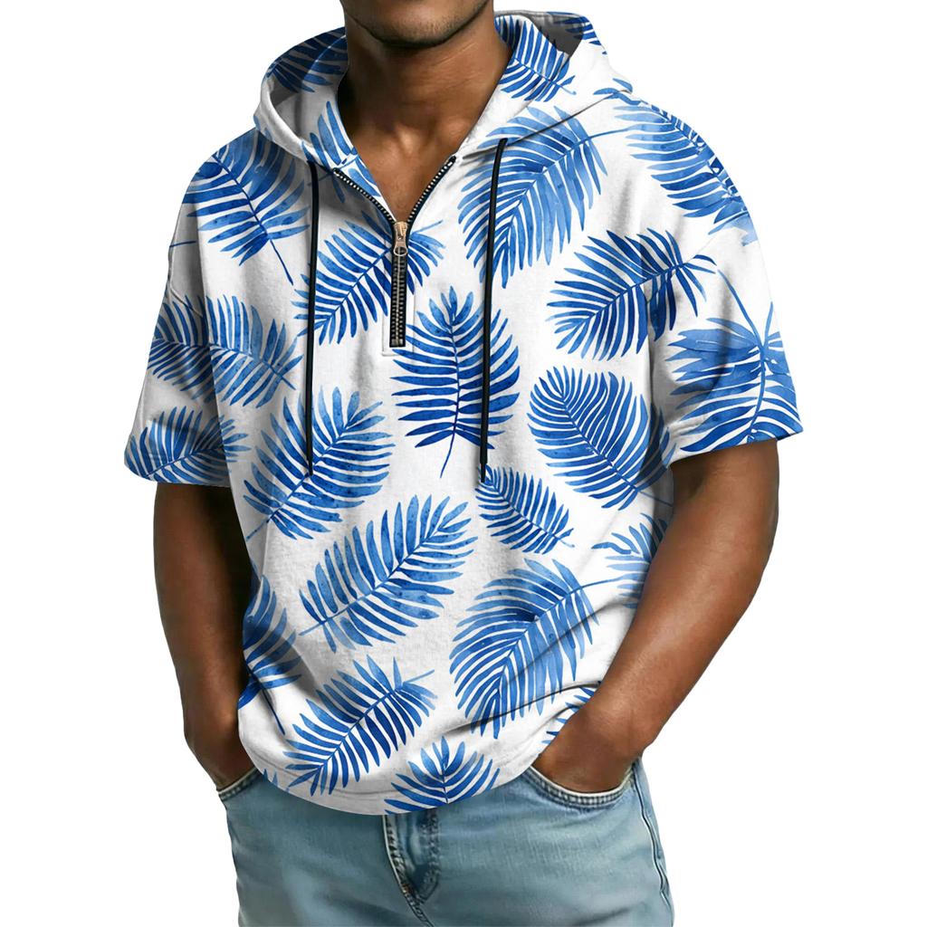 Sudadera Casual para Hombre con Capucha y Cremallera en el Cuello Manga Corta