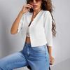 White Short V-Neck Casual Blazer