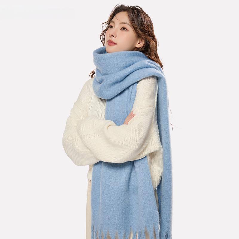 Women's Winter Imitation Cashmere Scarf - White Mohair Shawl Neck Warmer