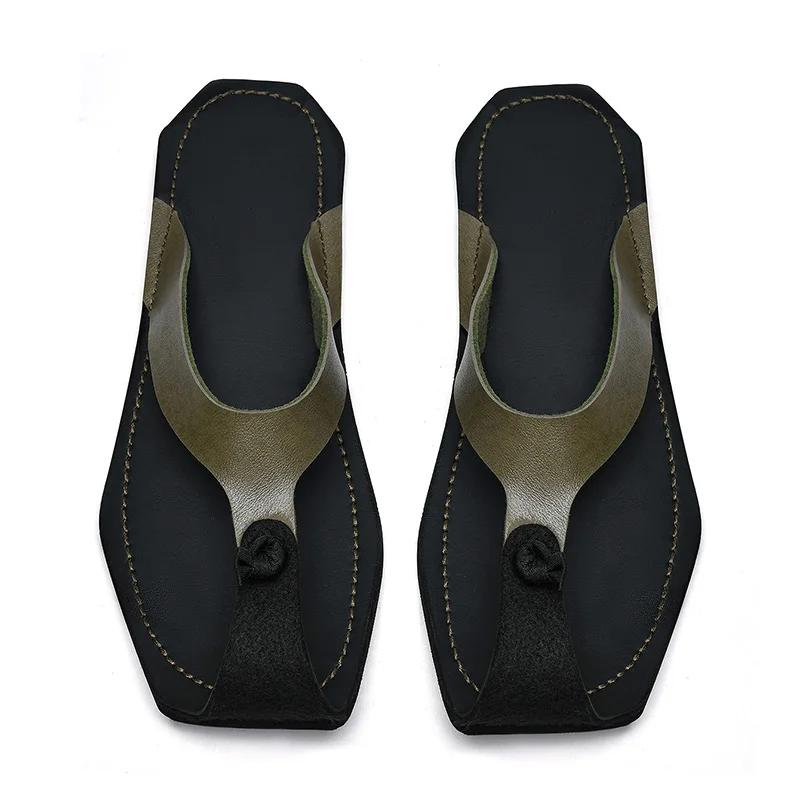 Fashion Plus Size 38-47Men Fashion Antiskid Walking Slippers Summer Flats Soft Bottom Breathable Flip Flops Antiskid Outdoor Beach Shoes