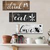 3Pcs Wall Decor Wooden Hanging Wall Sign Wooden Wall Art for Home Kitchen Dining Room Restaurant
