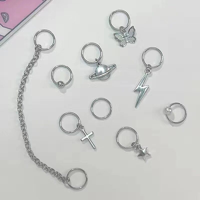 European and American Personalized Small Dreadlocks Trendy Braided Hair Headdress XINGX Cross DIY Pendant Hair Accessories Barrettes Ornament Women