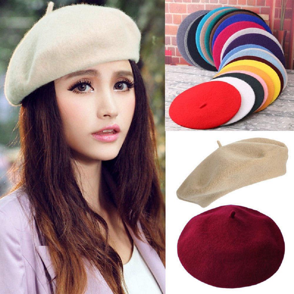 Girls Cute Wool Beret Autumn Winter Women Warm Painter Hat Beanie Hat Ski Cap