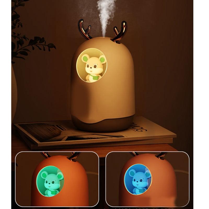 Mini Humidifier Portable USB Wired Quiet Moisturizing For Desk Bedroom Office Cute Animal Shape White