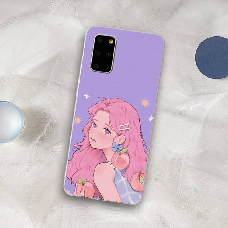 INS Kawaii Japanese Anime illustration Girl Phone Case for Samsung S21 A10 for Redmi Note 7 9 for Huawei P30Pro Honor 8X 10i