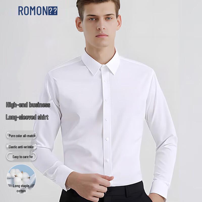ROMON Men's Business Formal Long-Sleeve Shirt