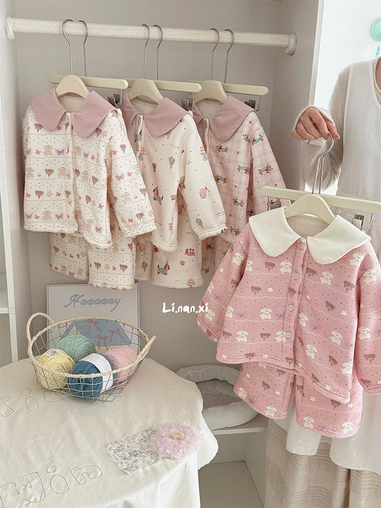 Girls' Winter Fleece-Lined Pajama Set - Comfortable & Warm 2025 New Style