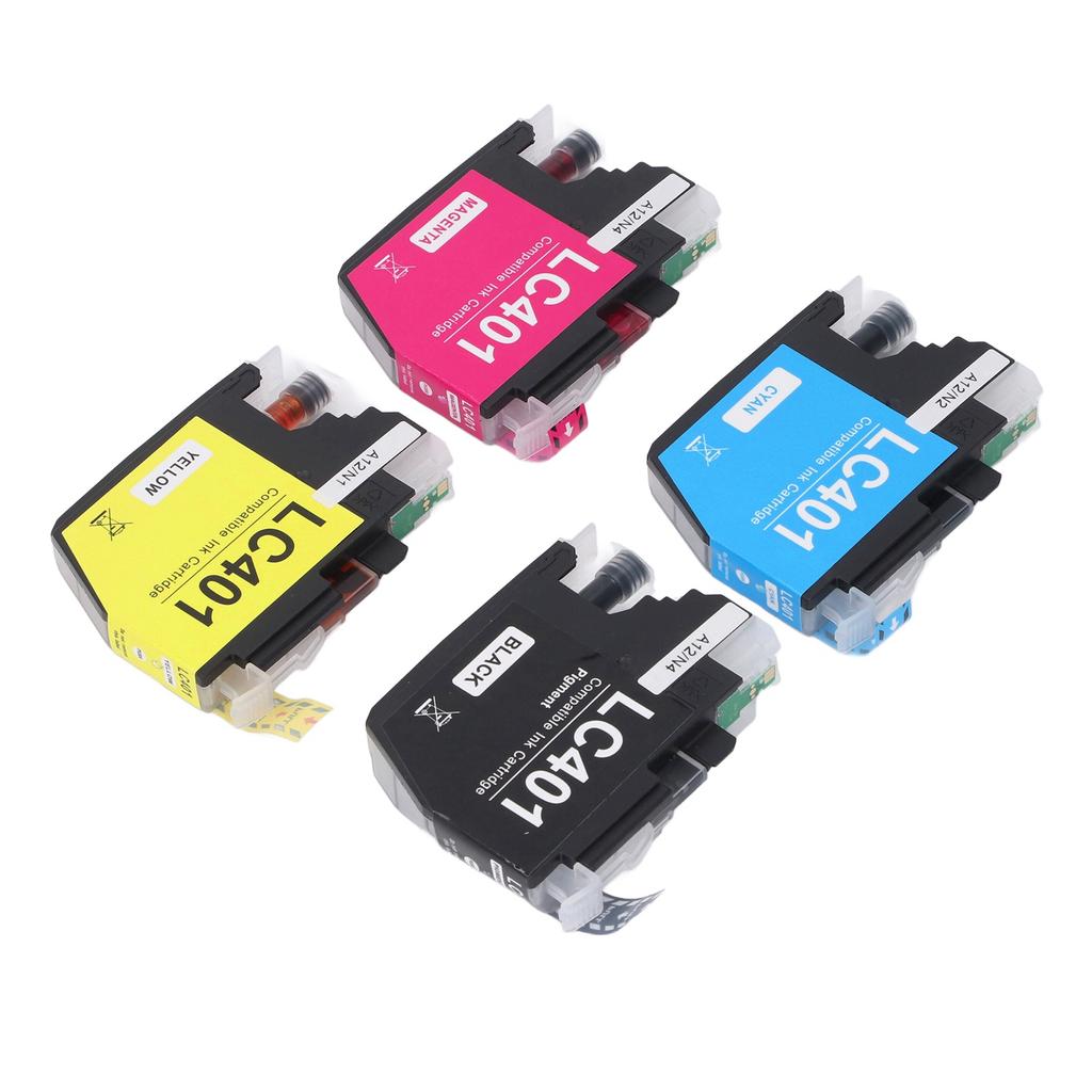 Sada 4ks inkoustových kazet pro výměnu inkoustové tiskárny Černá azurová purpurová žlutá LC401