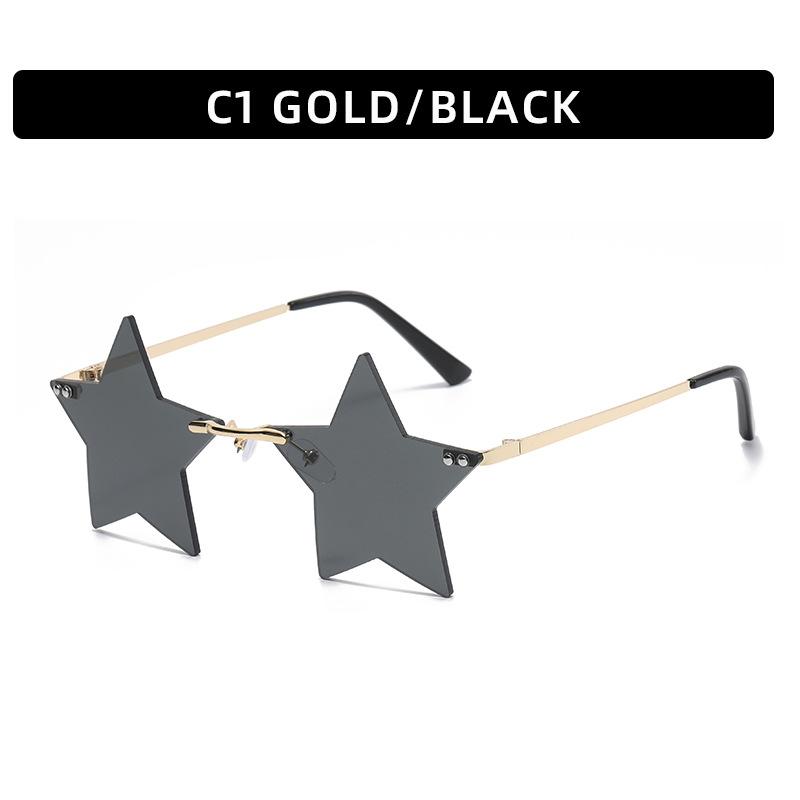 Trendy Fashion Christmas Punk Sun Glasses Custom logo Wholesale Men Women Bulk Metal Rimless Sunglasses Rimless sunglasses