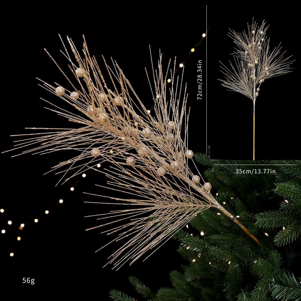 Glitter Branches Christmas Tree Pendant DIY Shiny Christmas Cypress Leaf Handmade Creative Christmas Leaf Pendant