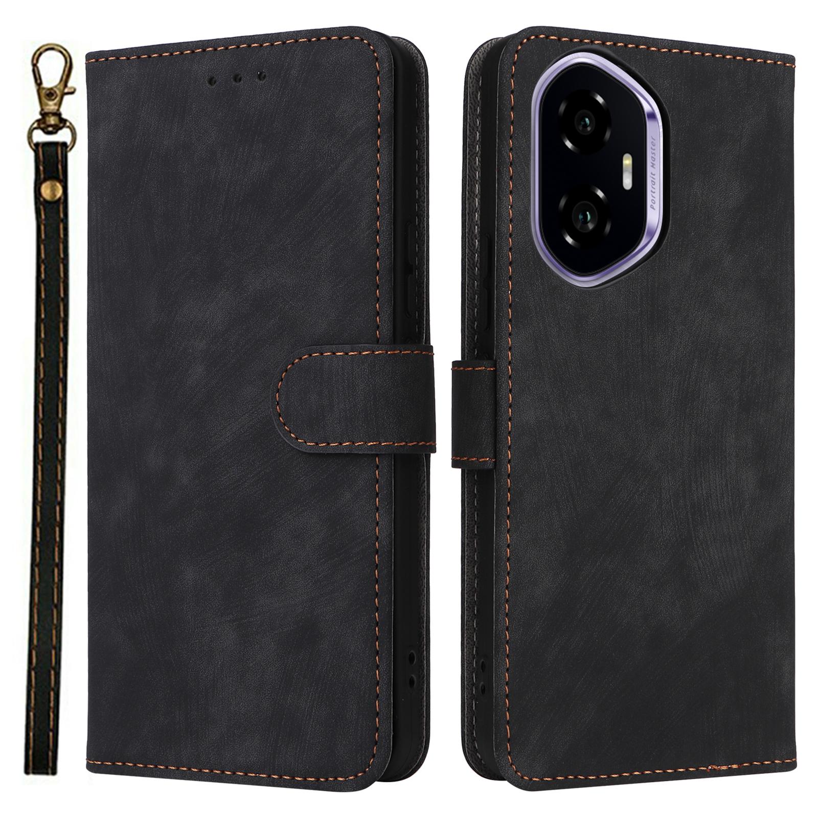 

Для Honor 300 Чехол-кошелек с RFID-блокировкой, обложка из ПУ кожи, подставка, просмотр Black