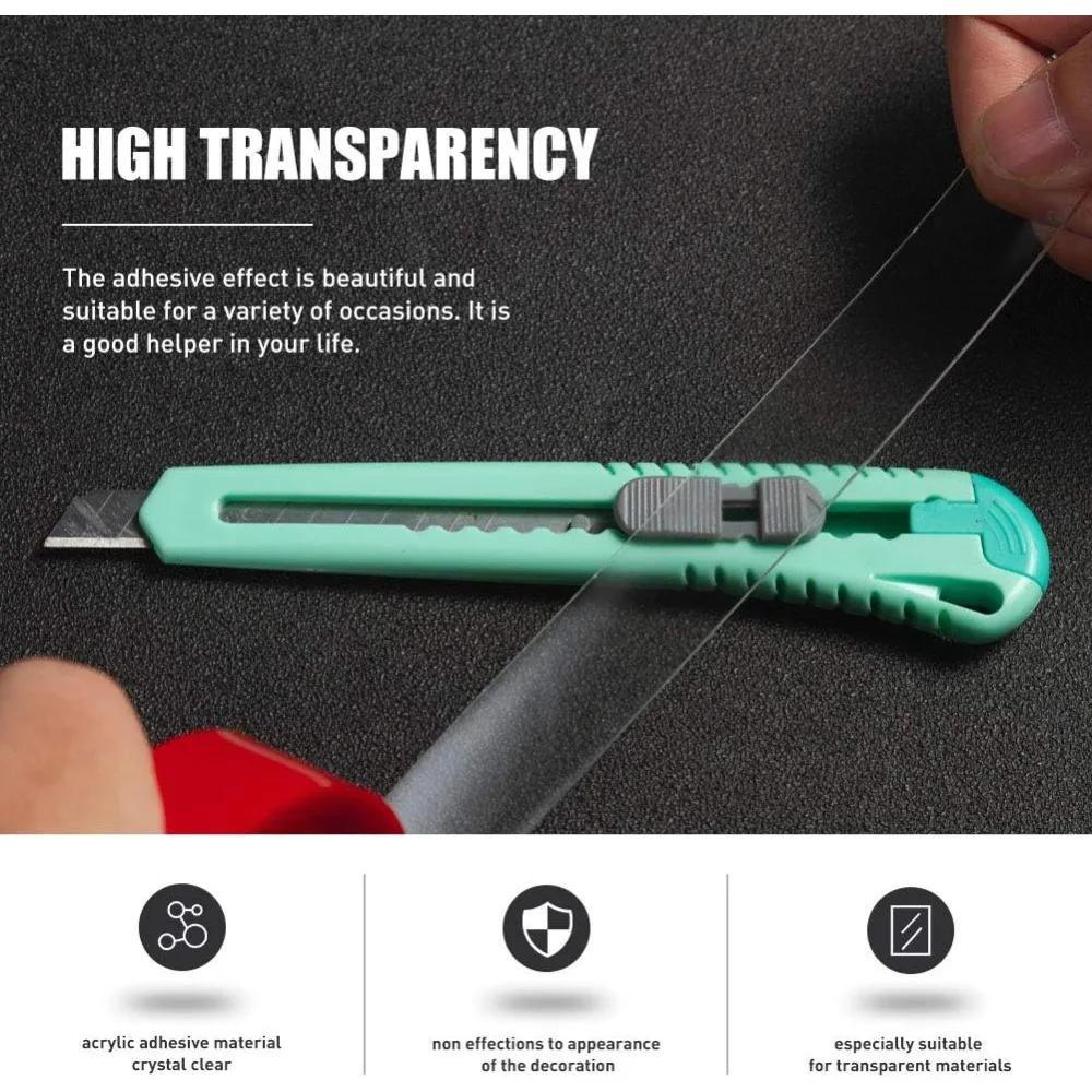 Red Acrylic Double-Sided Tape, Transparent, Strong Adhesive, No Trace, 6mm–30mm, for Phone, LCD, and Car Use