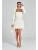 Elegant U-neck Long-sleeve Beaded Slimming Dress for Women