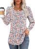 Women Long Sleeve Ribbed Knit Top Crew Neck Puff Shoulder Casual Loose Fall Blouse Shirt