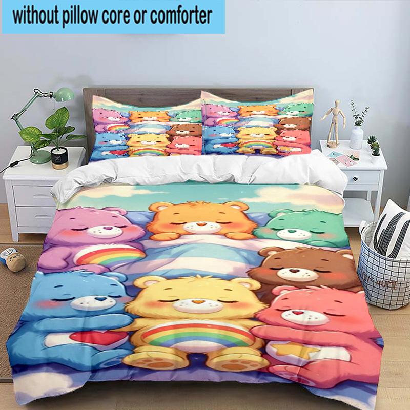 3PCS Rainbow Bears 3pcs Bedding,Including 3PCS Duvet Cover And 2pcs Pillowcases Perfect for Christmas,Ideal for Bedroom, Dormitory
