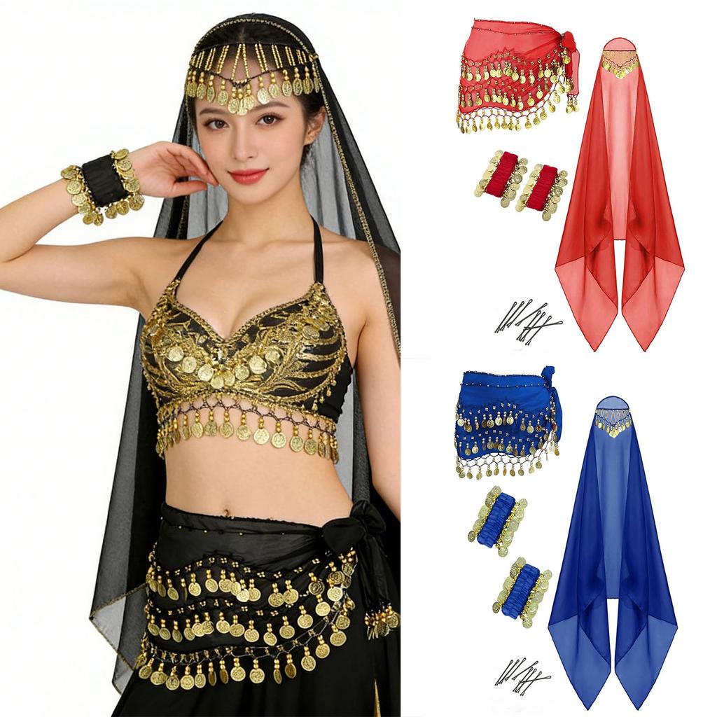 Belly Dance Performances Outfit Set Adult Belly Dancing Costume Lightweight Design For Dynamic Stage Presences