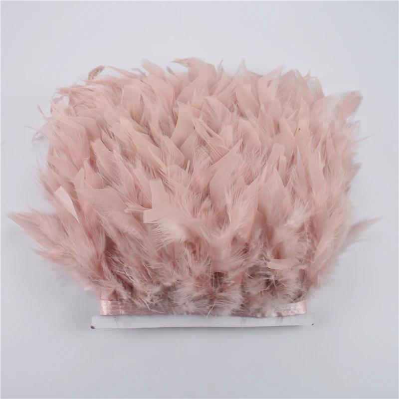 

2Meters Leather Pink Pheasant Feather Boa on Tape Turkey Goose Ostrich Feathers on Ribbon Tassel Fringe Trim Marabou DIY Clothes