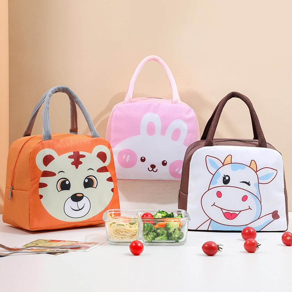 Lunch Bag Cute Cartoon Animal Pattern Waterproof Large Capacity Portable Thermal Insulation Lunch Box Bag for Women Men