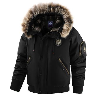 Winter Plush Thick Casual Men's Cotton Jacket, Warm Hooded Jacket, Windproof Oversized Cotton Jacket