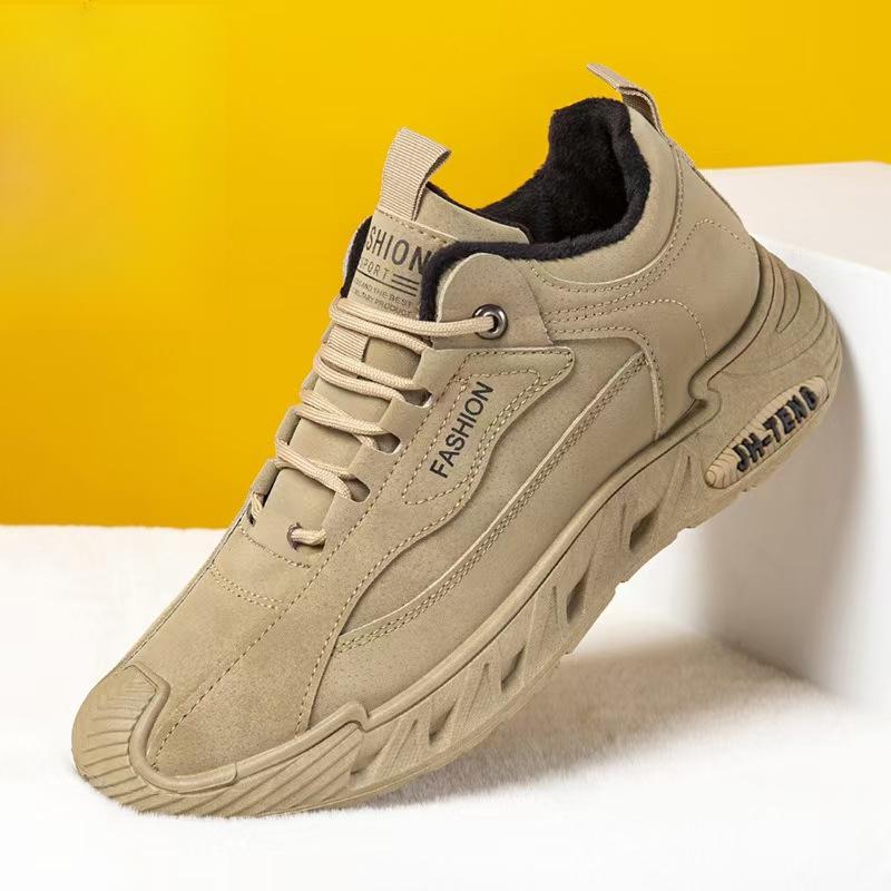 Large Size New Solid Color Men's Sports Shoes Trendy Retro Breathable Casual Shoes Outdoor Sports Hiking and Running Shoes