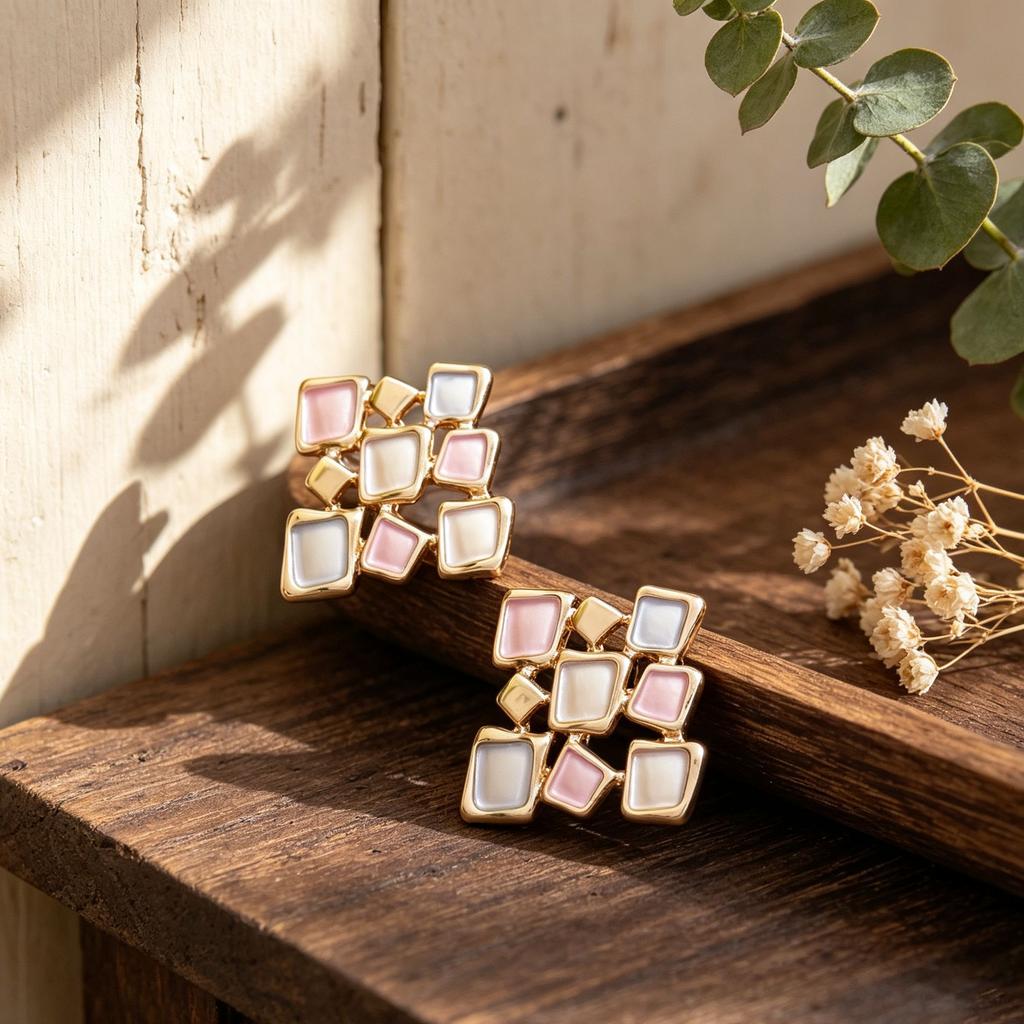 Explosive irregular geometric hollow splicing hand-painted enamel colored stud earrings personalized light luxury explosive women's earrings