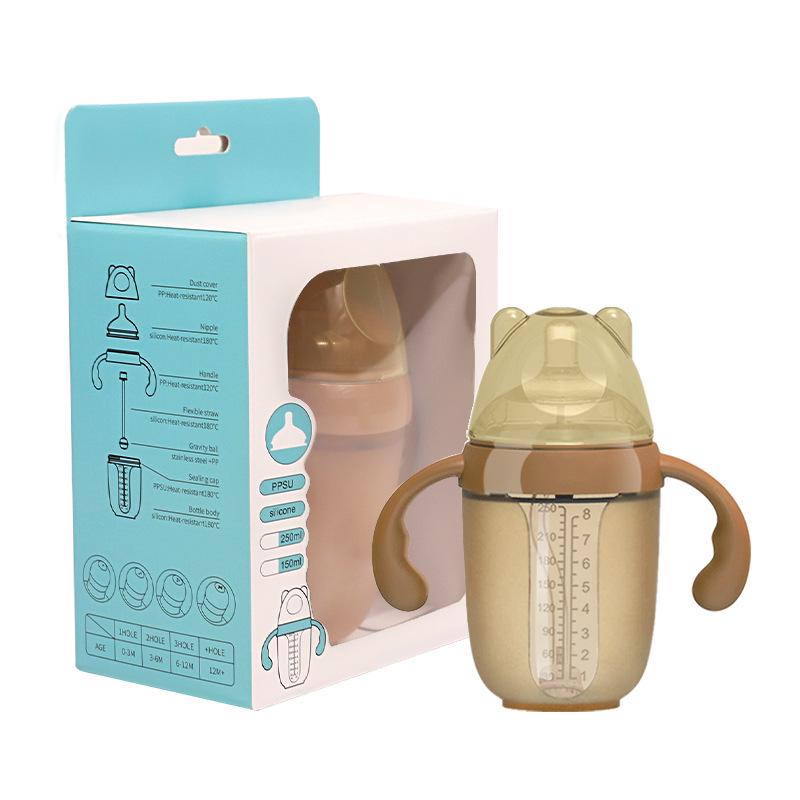 Silicone Wide Mouth Baby Bottle with Anti-Colic Nipple & Rice Cereal Spoon