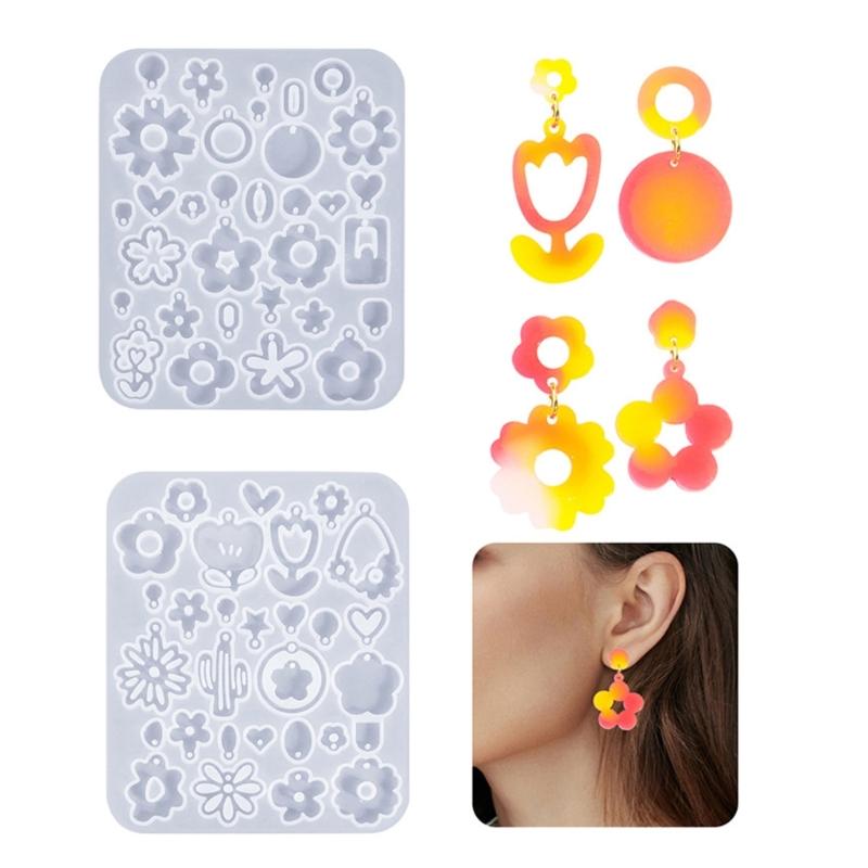 Ear Rings Epoxy Mould Tools/Flower Shaped Earrings Mold Handmade Ear Pendant Silicone Molds for Craft Enthusiasts