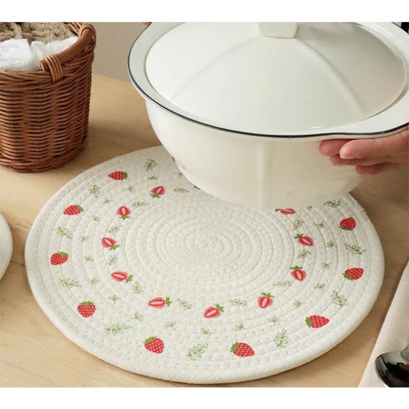 30CM Table Mat Cotton Placemats Anti Slip Dining Table Mats Non-Slip Tableware Bowl Pads Kitchen Drink Cup Coasters