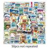 50 Japanese Street Style Cartoon Graffiti Scenery Waterproof Stickers for Journals and Computers.